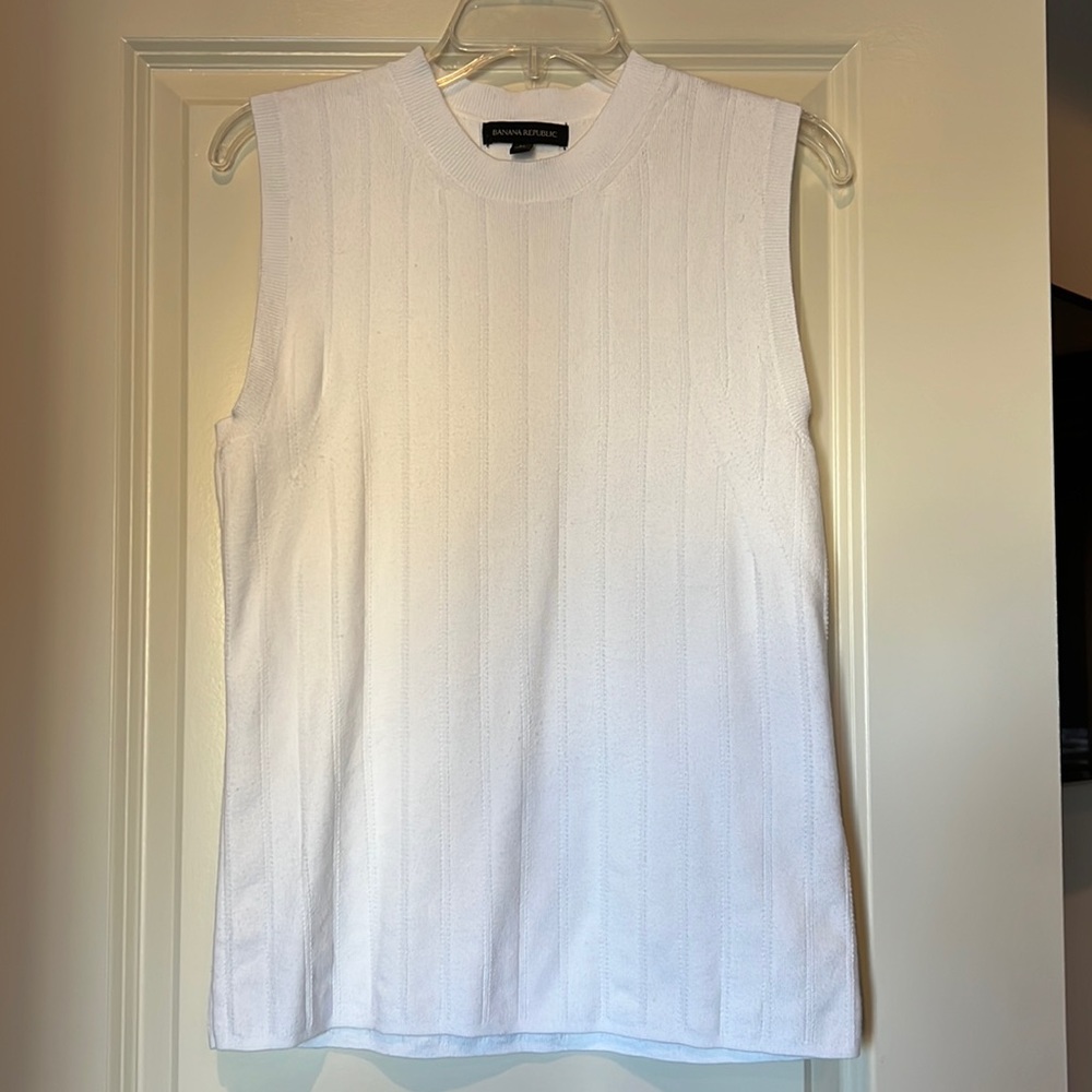 Banana Republic White Knit Top, M